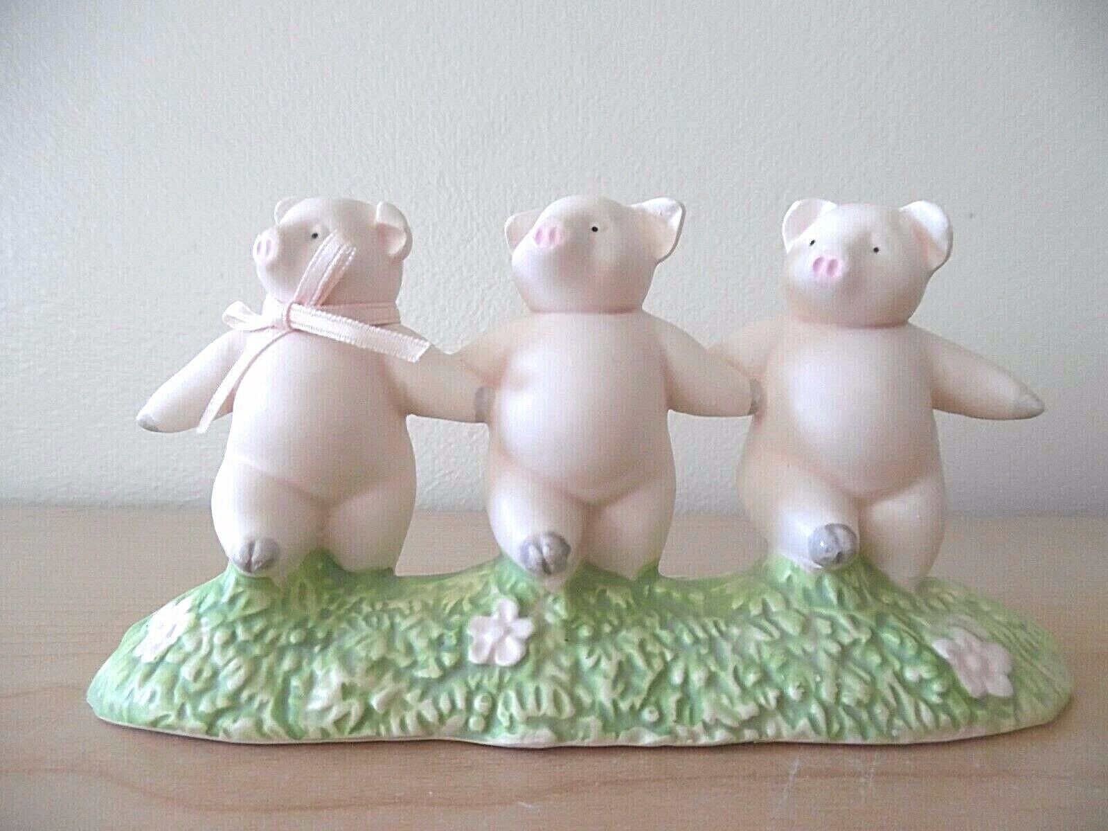 VINTAGE DEPT. 56 THREE LITTLE PIGS~HANDPAINTED CERAMIC FIGURINE~1987