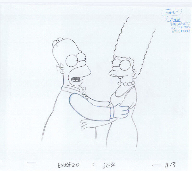 Simpsons Homer Marge 2003 Original Art w/COA Animation Production Pencils A-3