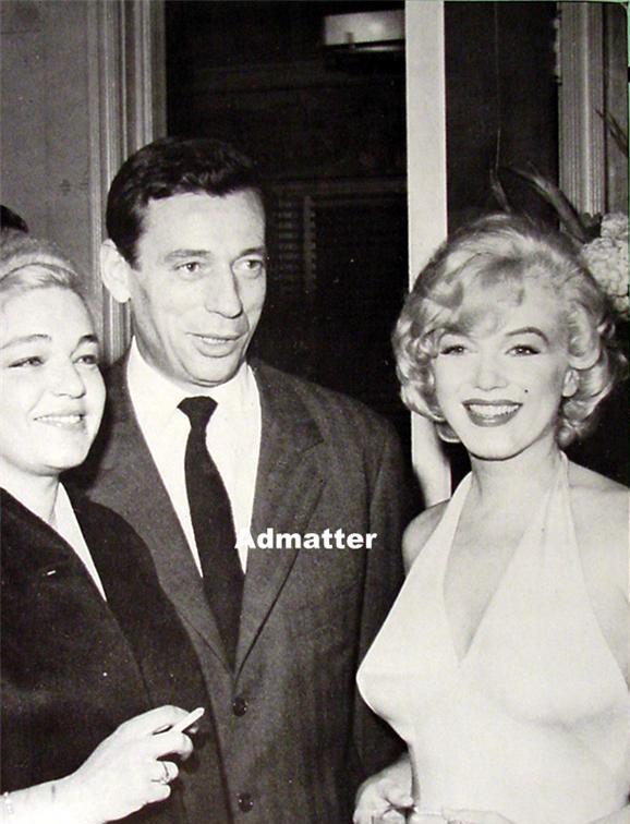 MARILYN MONROE & YVES MONTAND VINTAGE PIN-UP GREAT PHOTO WITH OLD FRIENDS