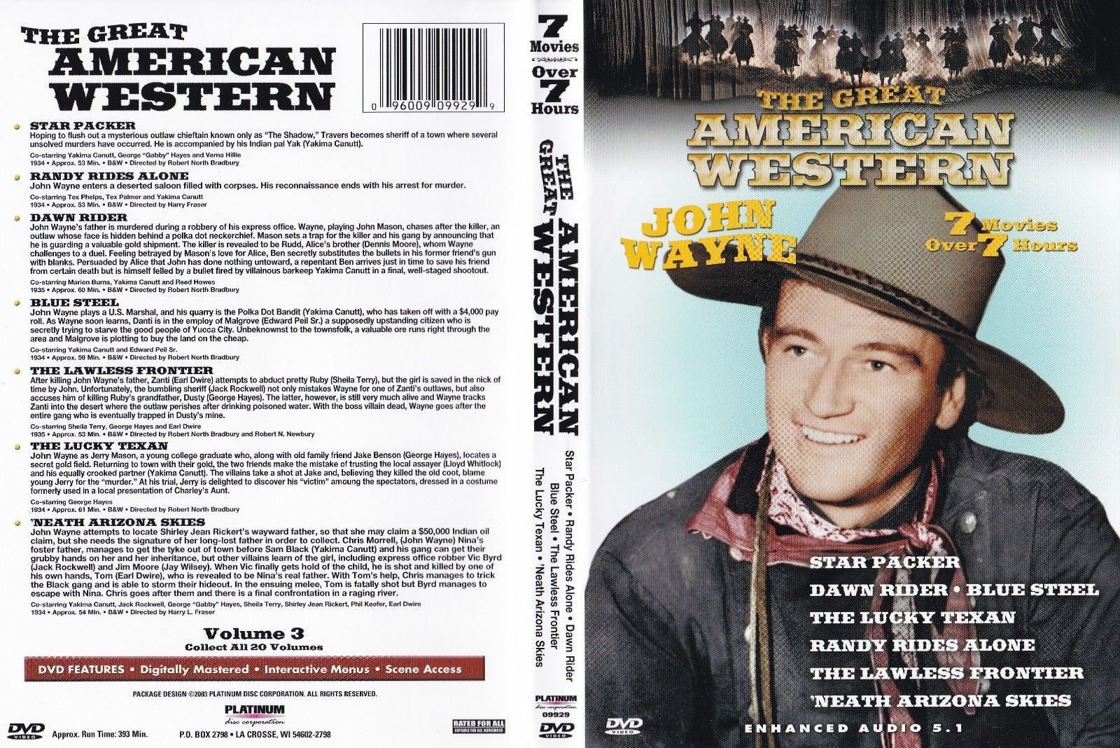 The Great American Western - John Wayne 7-Film Collection (Vol 3 B&W DVD)