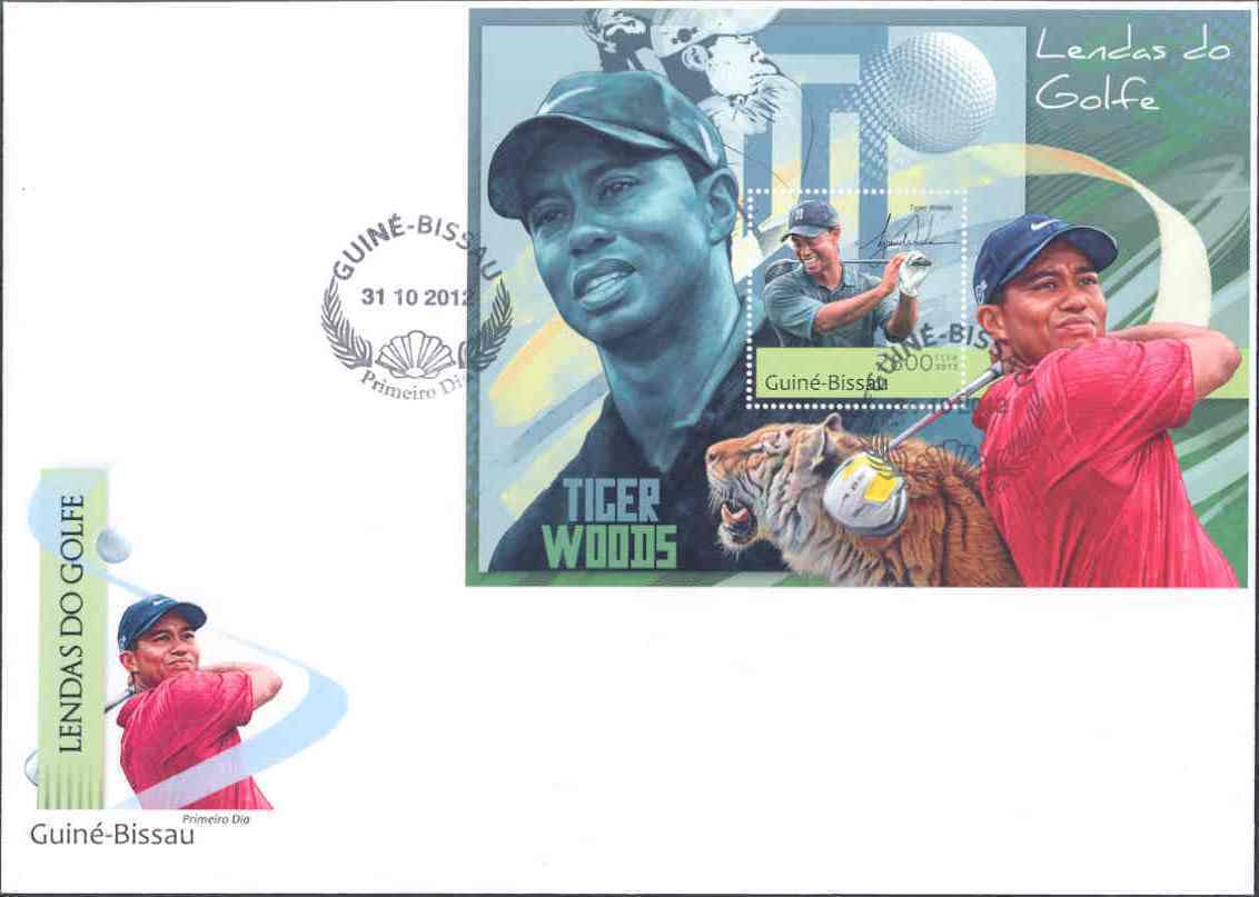 GUINEA BISSAU 2012 TIGER WOODS GOLF S/S FIRST DAY COVER