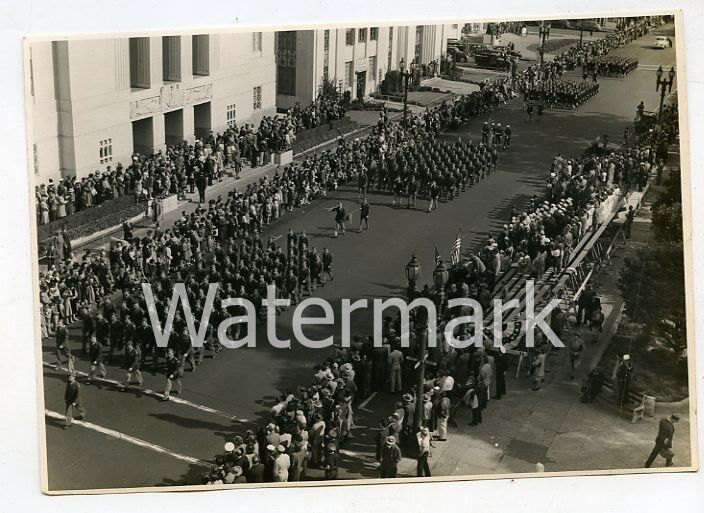 1940s Vintage  photo  Military WW2 parade   Long Beach CA
