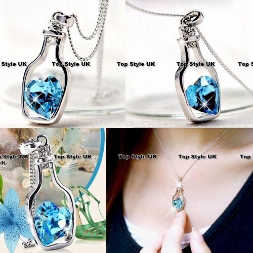 Unique Bottle Heart Crystal Diamond Necklace Christmas Gift for Best Friend FR1