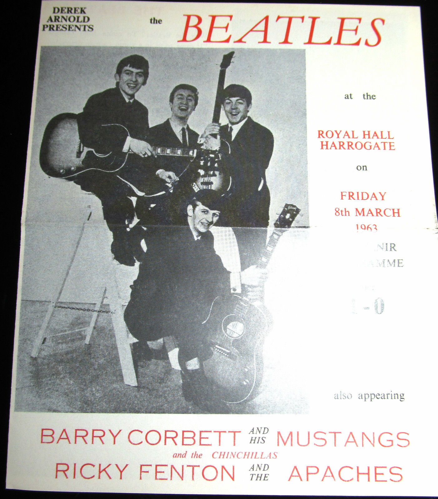 BEATLES Concert Programme Royal Hall Harrogate John Lennon Mustangs Liverpool UK