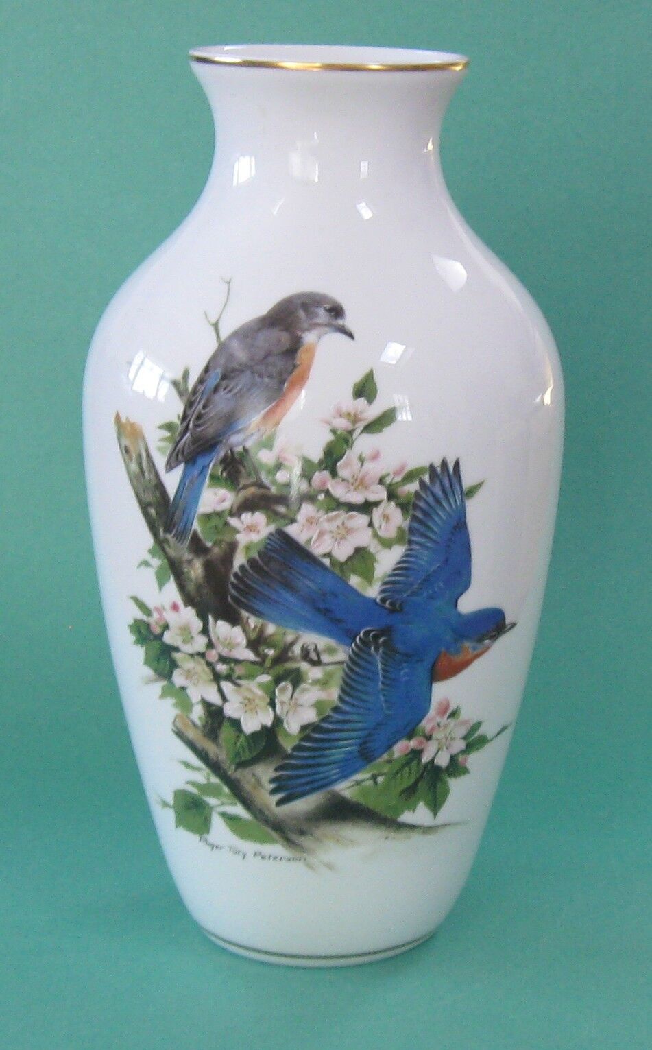KAISER Exclusive Peterson BLUEBIRDS JAY Vintage Porcelain Naturalism HUGE VASE
