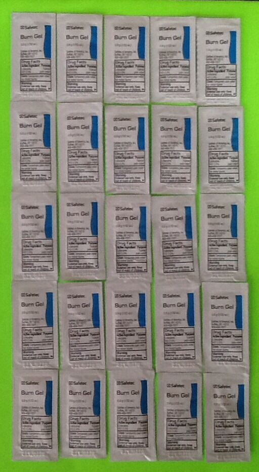 Lot of 25 Burn Gel Packets Emergency First Aid Kits Survival Camping Hunting 