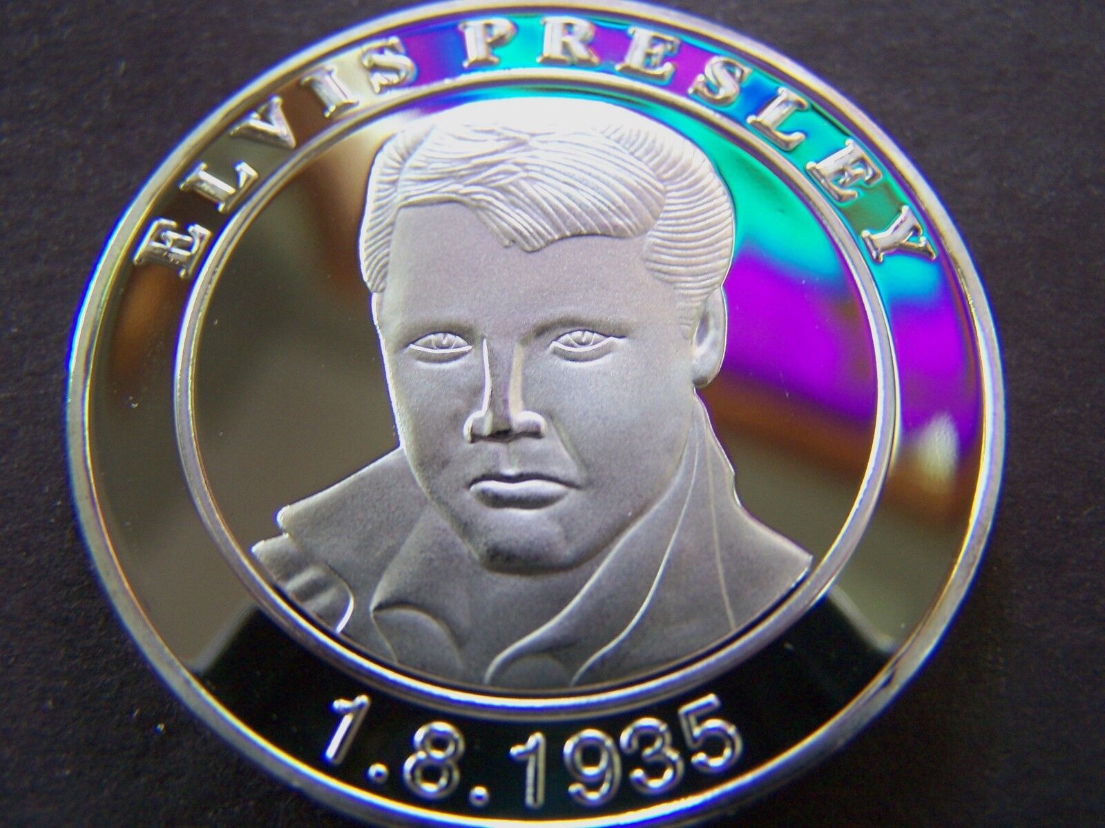 ELVIS PRESLEY--KING OF ROCK MUSIC Silver-Plated Bronze Medallion 