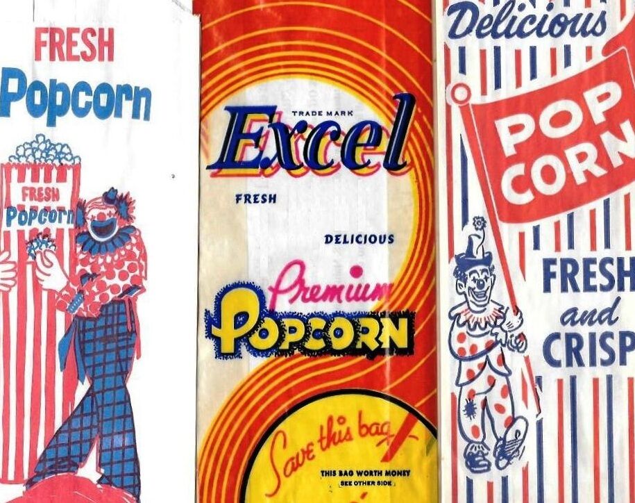 16 Excel Premium Delicious Popcorn VTG Original Country Store Movie Pop Corn Bag