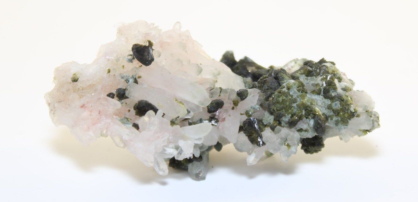 EPIDOTE Green Lustrous Crystals On Quartz High Atlas, MOROCCO 3 oz. Specimen