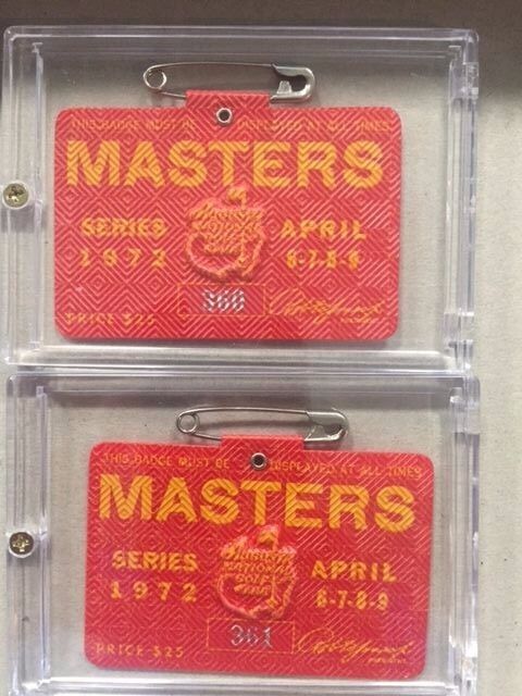 1972 USED MASTERS GOLF BADGES~COLLECTORS ITEM~VERY RARE PAIR~JACK NICKLAUS