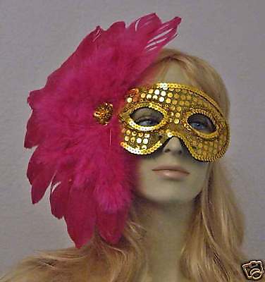 GYPSY GOLD Mardi Gras Mask Feather Party New Orleans Costume Party 