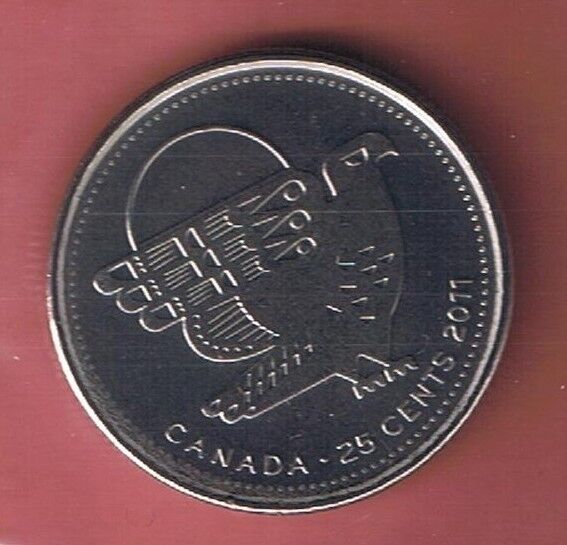  2011 CANADA  LEGENDARY-  PEREGRINE FALCON NON COLORED QUARTER .25¢ COIN UNCIRC.
