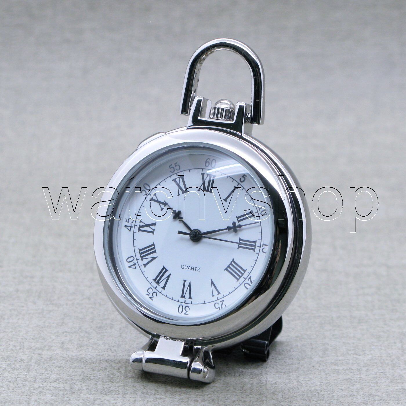 SILVER Color Pocket Watch with Magnifying Glass for Men Fob Chain Gift Box P123A