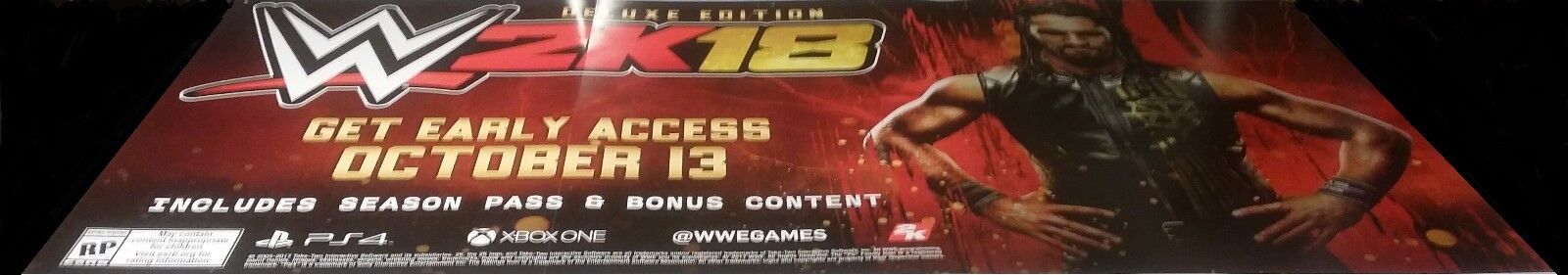 W2K18 OFFICIAL DISPLAY LARGE POSTER Gamestop Advertisment 6FT x 3FT