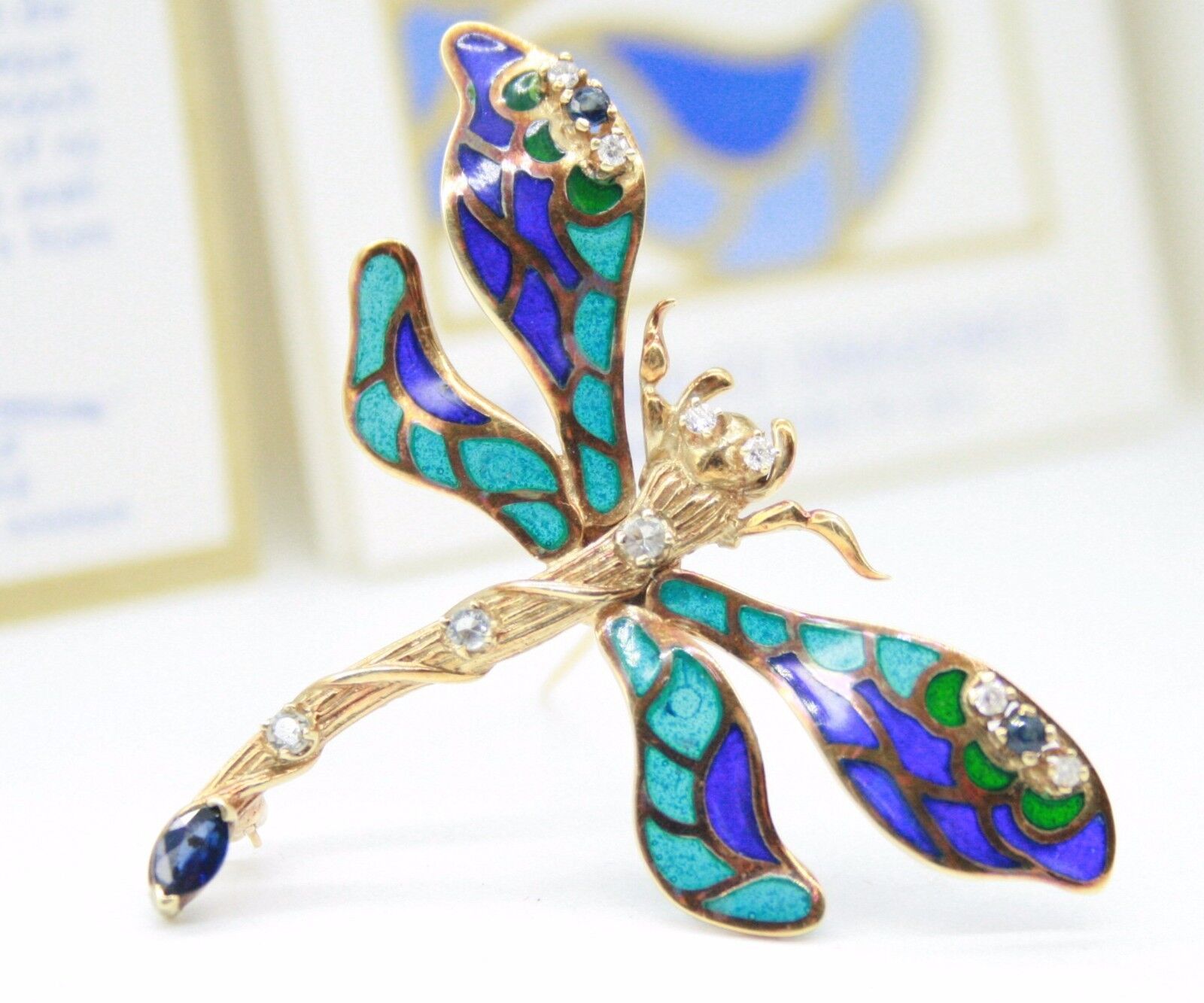 Franklin Mint\'s House of Igor Carl Faberge 14K Dragonfly Brooch Pin