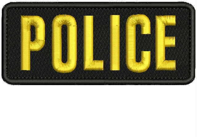 POLICE embroidery patches 2x4 hook on back gold letters
