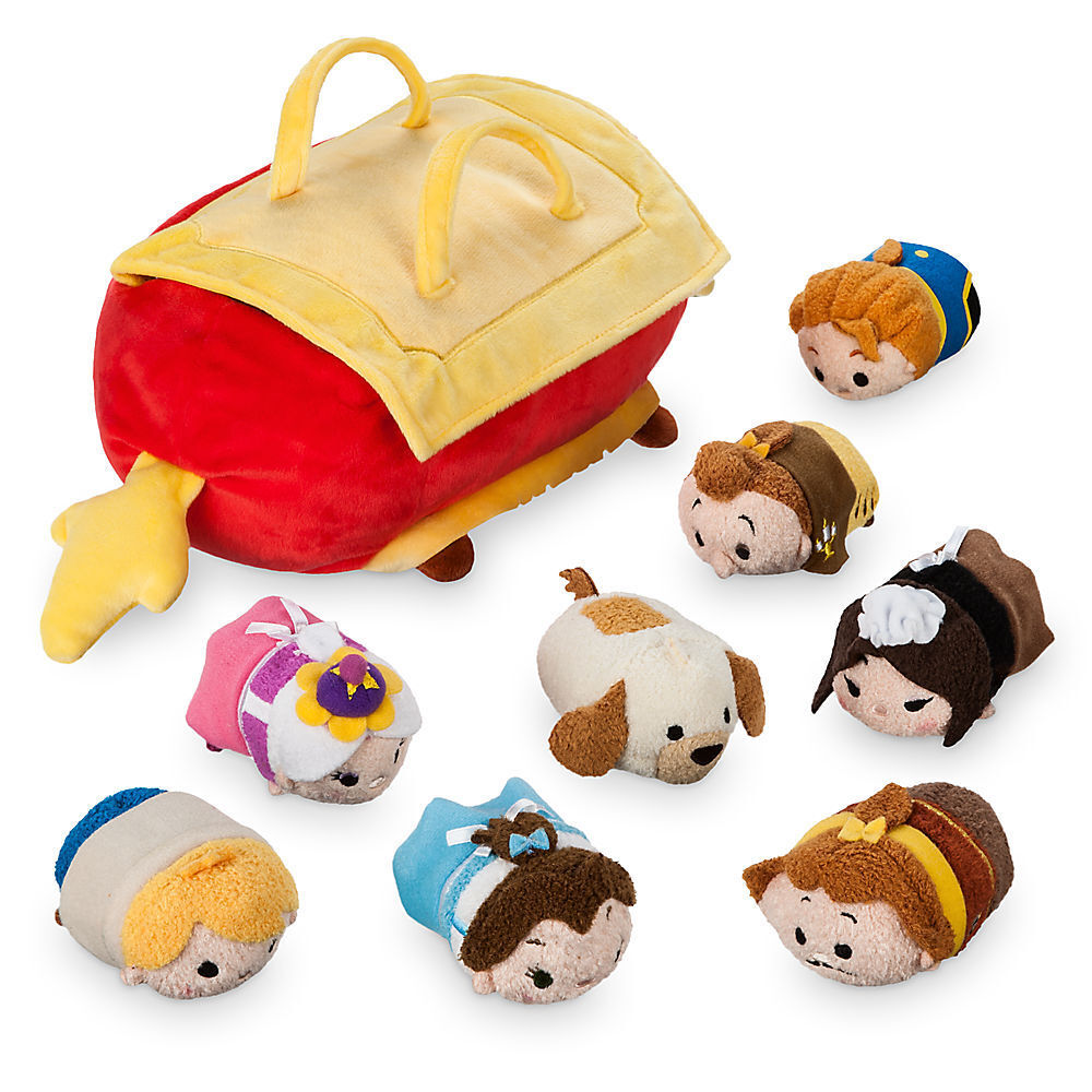 NWT Disney Authentic Beauty and the Beast Tsum Tsum Plush Bag Tote Set - 10\'\'