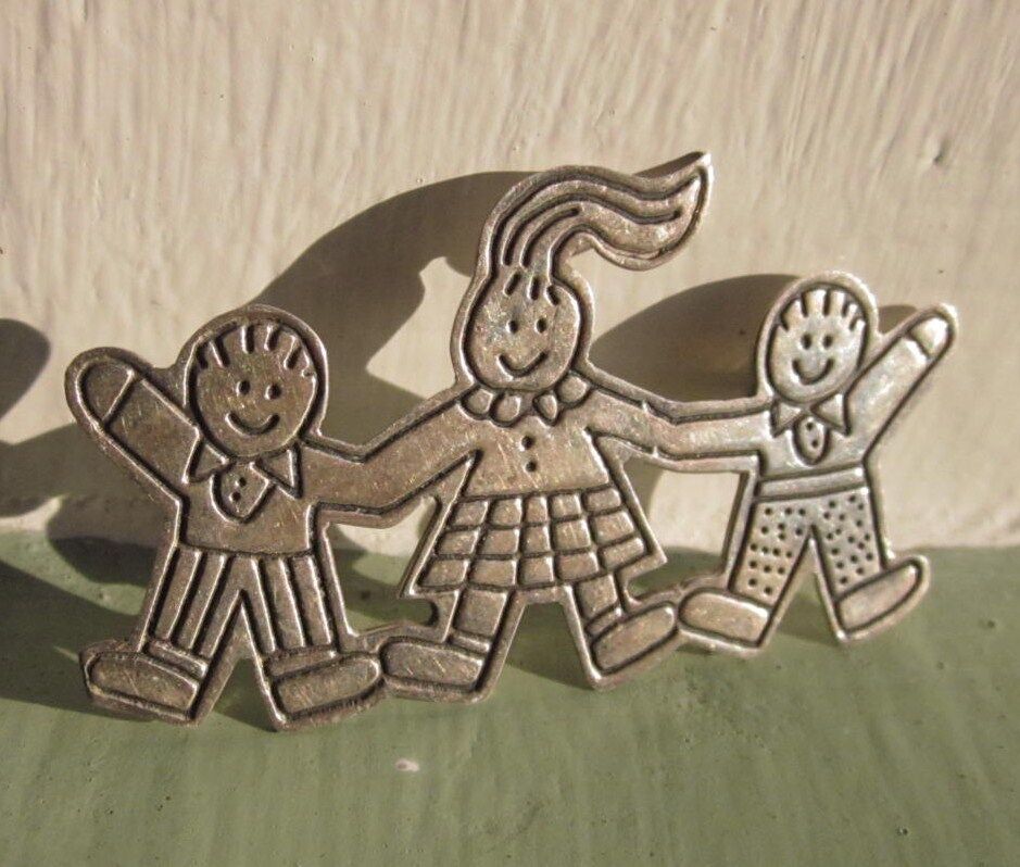 SAVE THE CHILDREN PIN STERLING SILVER EFS MEXICO 925 Engraved Signed Vintage