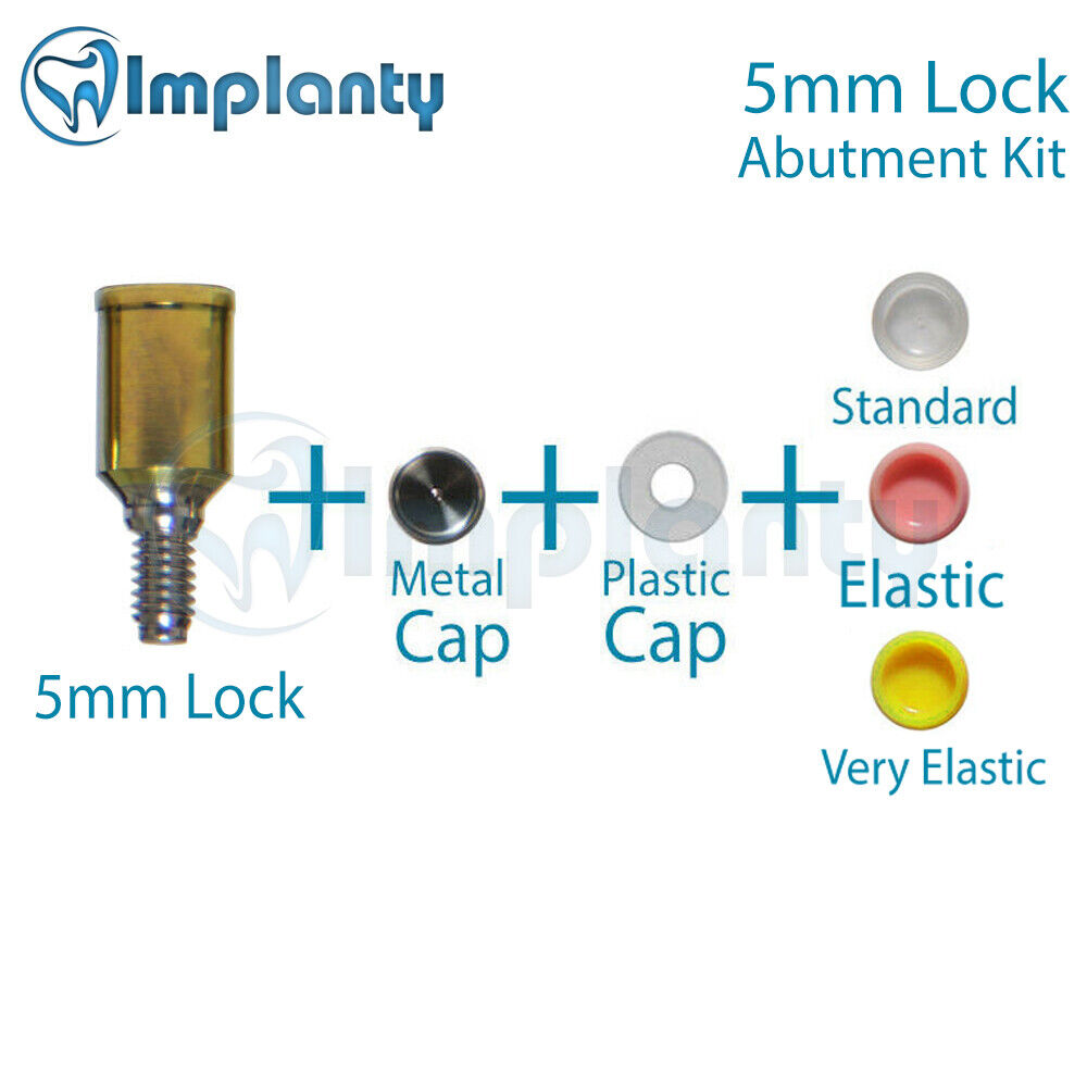 Lock Abut ment Kit 5mm Dental Titanium Internal Hex Metal + Silicone Caps
