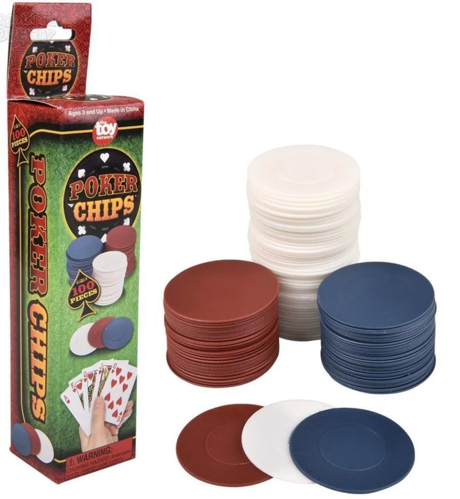 800 Plastic Poker Chips - Red White Blue with Storage Tray - Card Night Games
