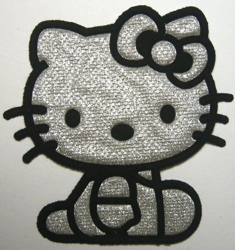 10 pcs/per lot Lovely Black Silvery hello Kitty Cat Iron on Patches 