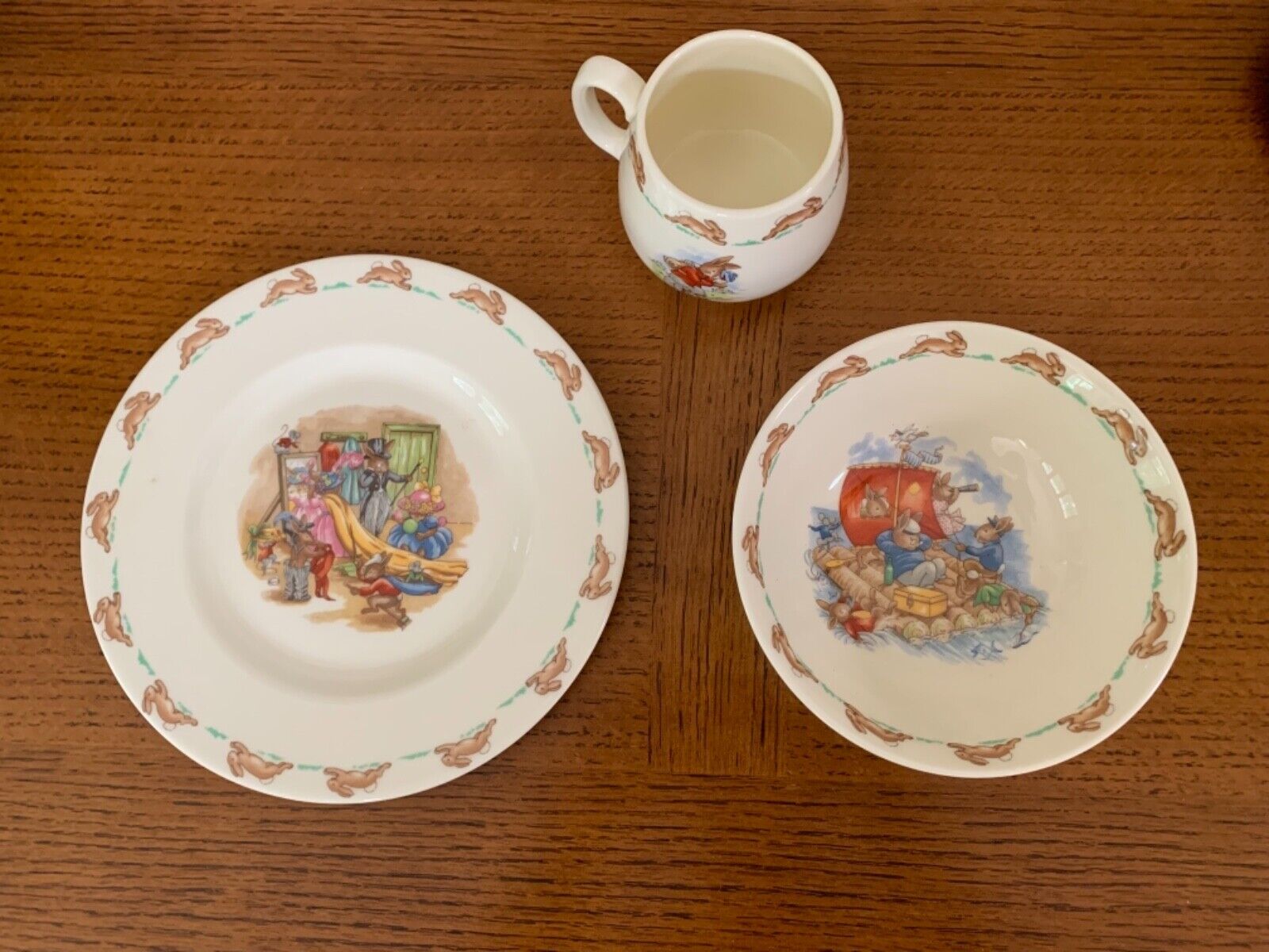 Royal Doulton Bunnykins Children’s Set Three Piece Cereal Bowl, Mug, and Plate