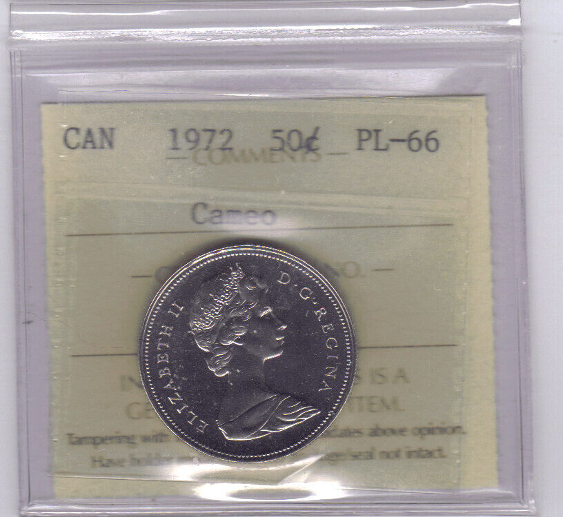 **1972** Canadian 50 Cents - ICCS PL66 Cameo 