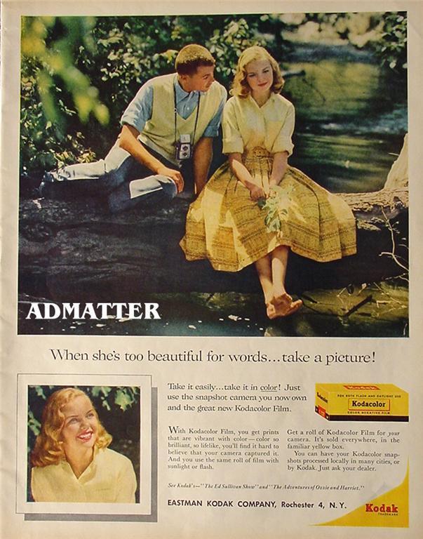 1958 Kodak Vintage Film Ad When she\'s too beautiful for words... Take a Picture