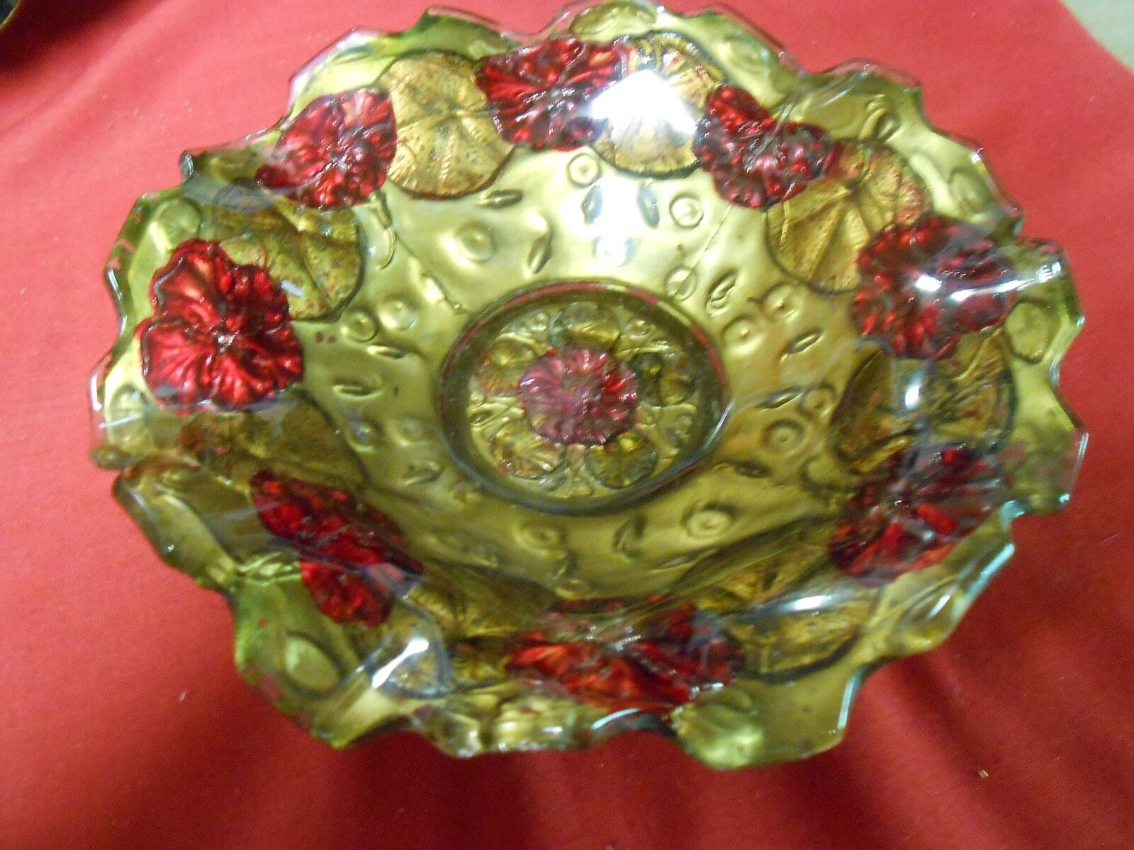 Magnificent .Antique GOOFUS GLASS  Candy Dish.. 1920\'s..Probably Indiana Glass