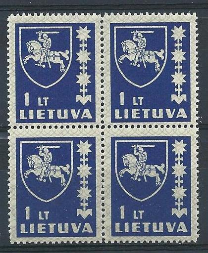 Russia Lithuania 1937 Sc# 305 Arms 1L block 4  MNH