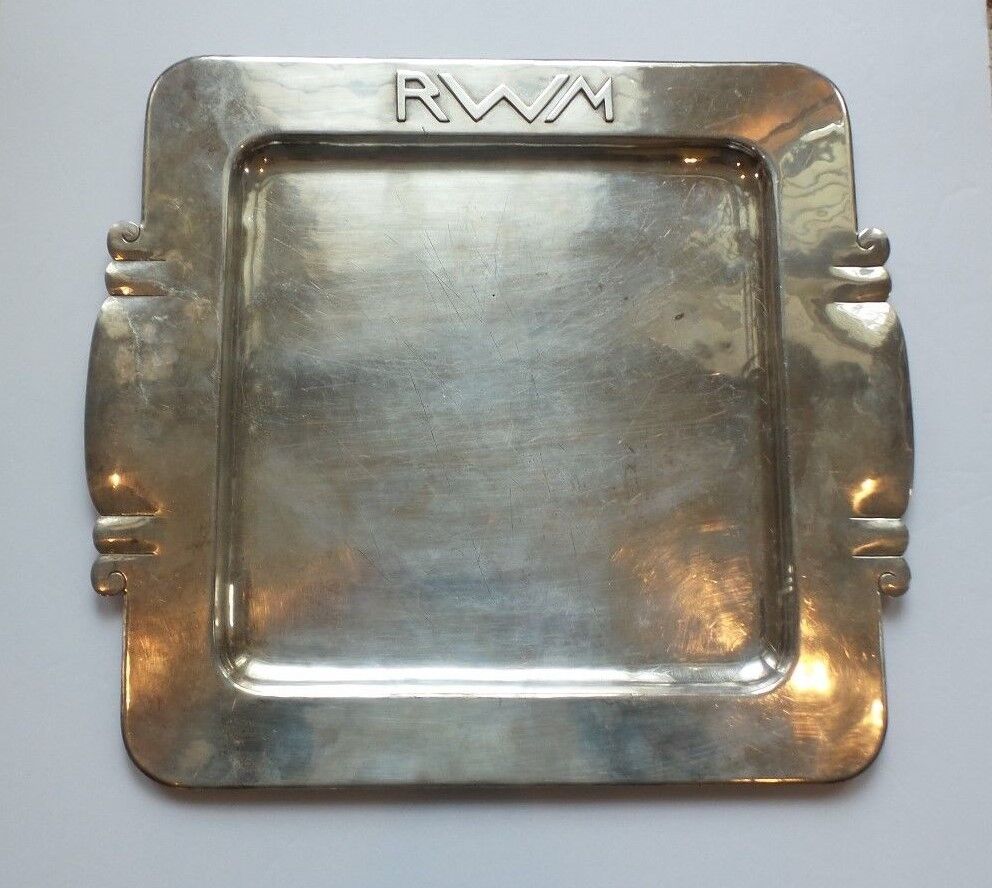 Classic Dirk Van Erp Silver Plate Arts & Crafts Tray, Signed, c. 1908-1929