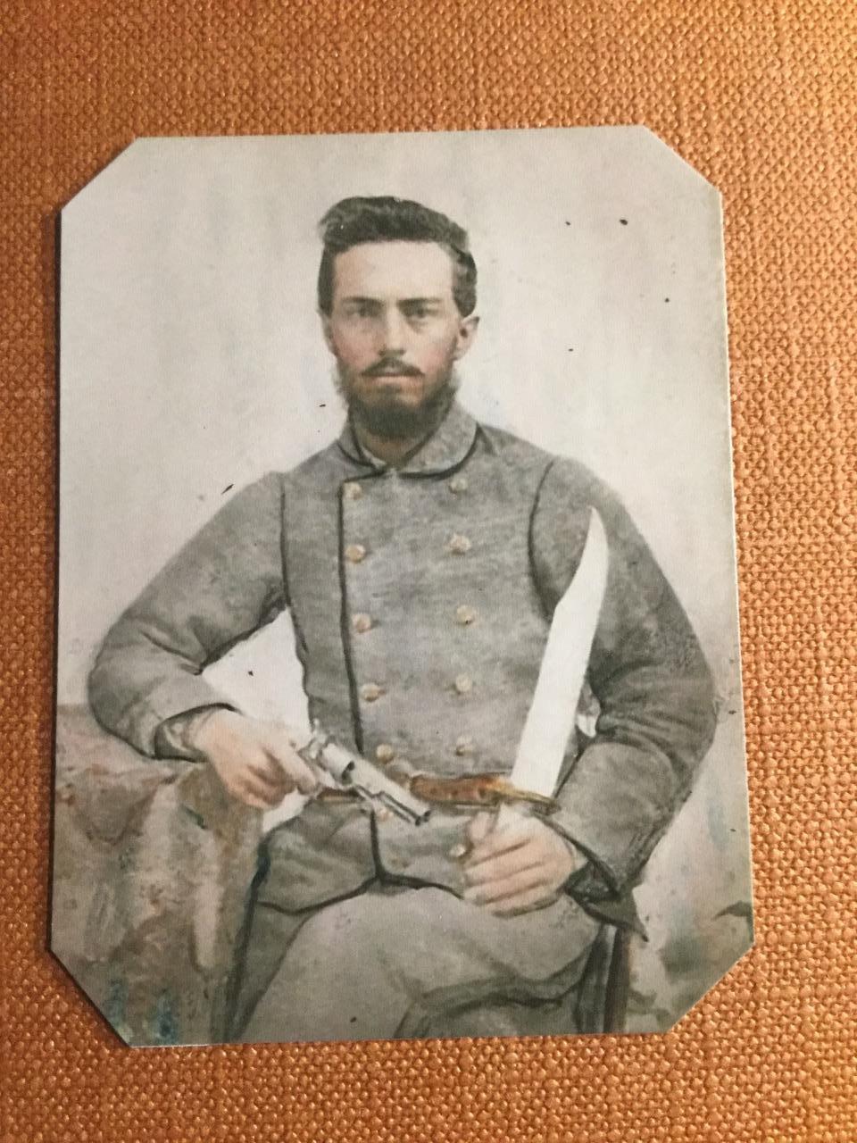 Confederate Civil War Soldier W/Pistol/Bowie Knife Historical RP tintype C375RP