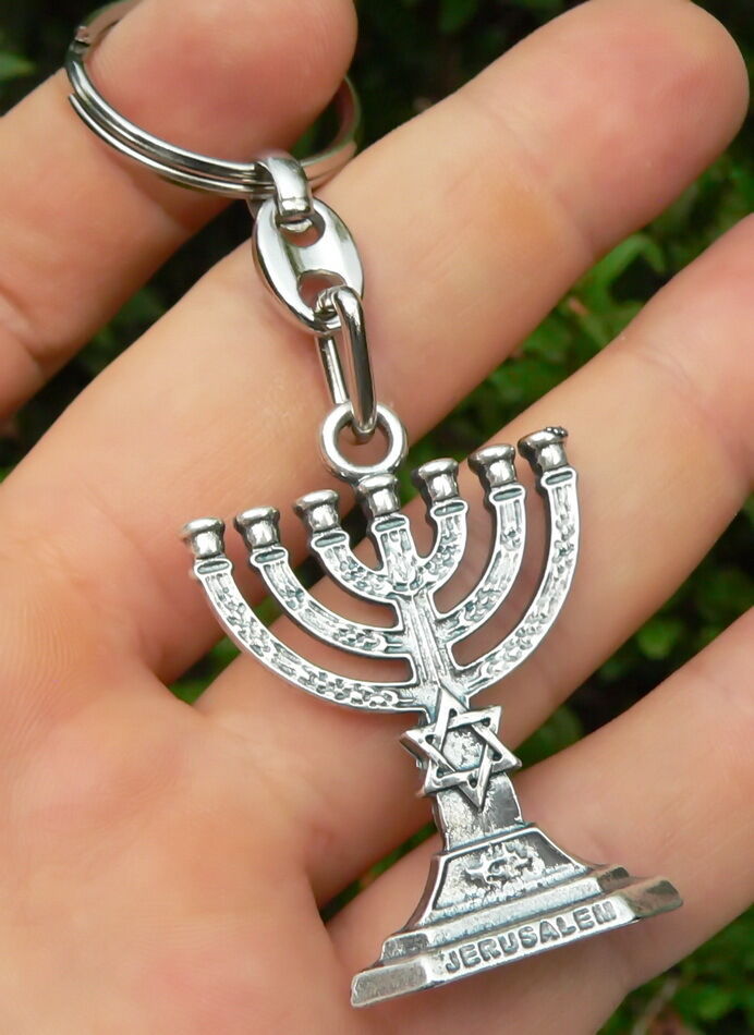 Menorah keychain, Jerusalem Temple Menora Key Ring, Made in Holy Land, Judaica