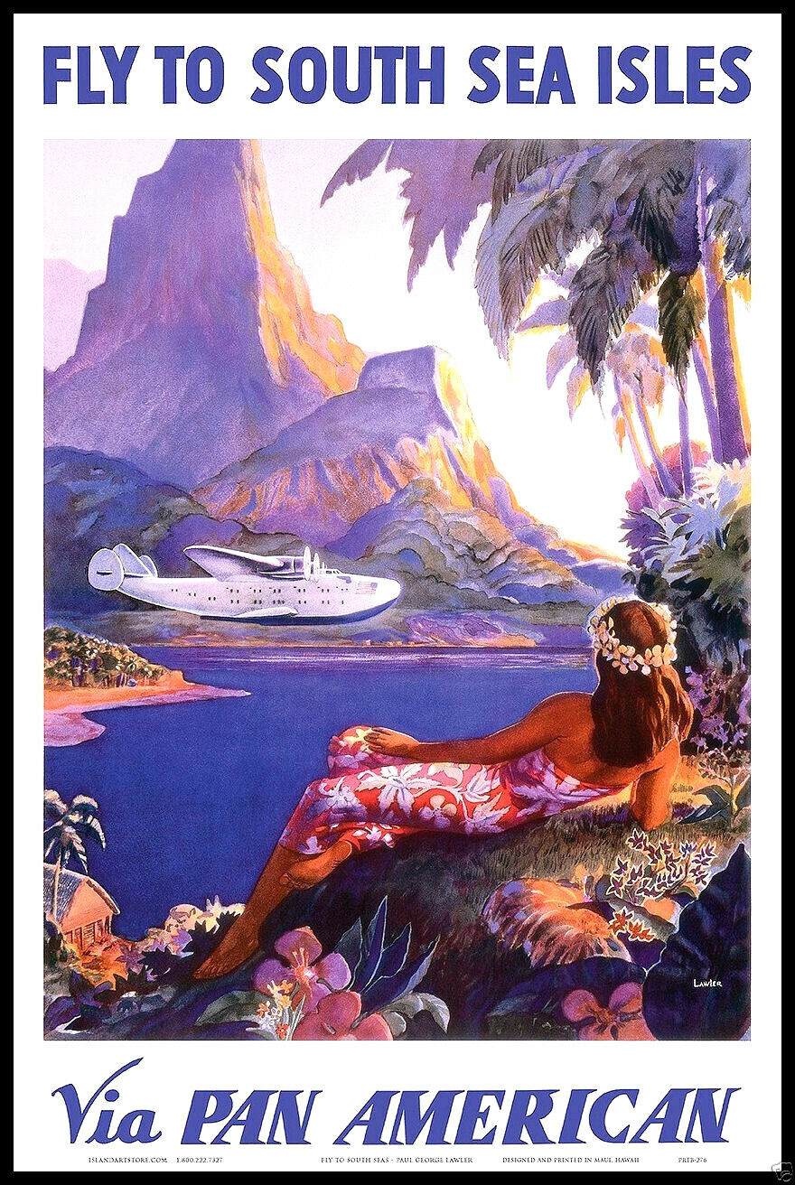 Pan American South Sea Travel Poster Canvas Print Fridge Magnet 6x8 Large