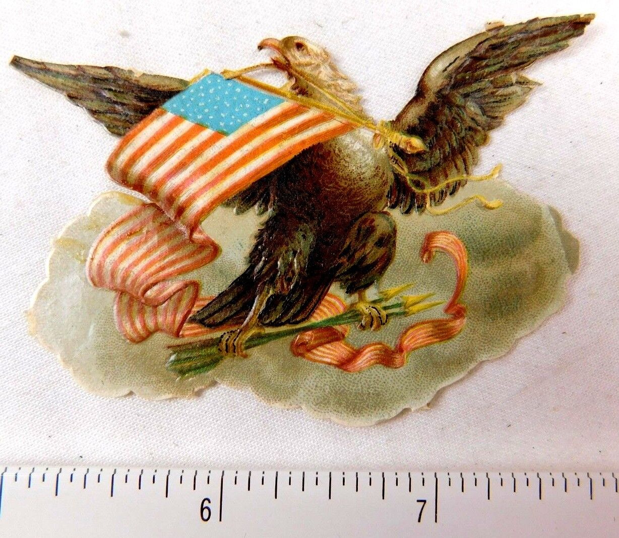 1870\'s-1880\'s Lovely Patriotic American Eagle w/ US Flag Arrows Victorian F57