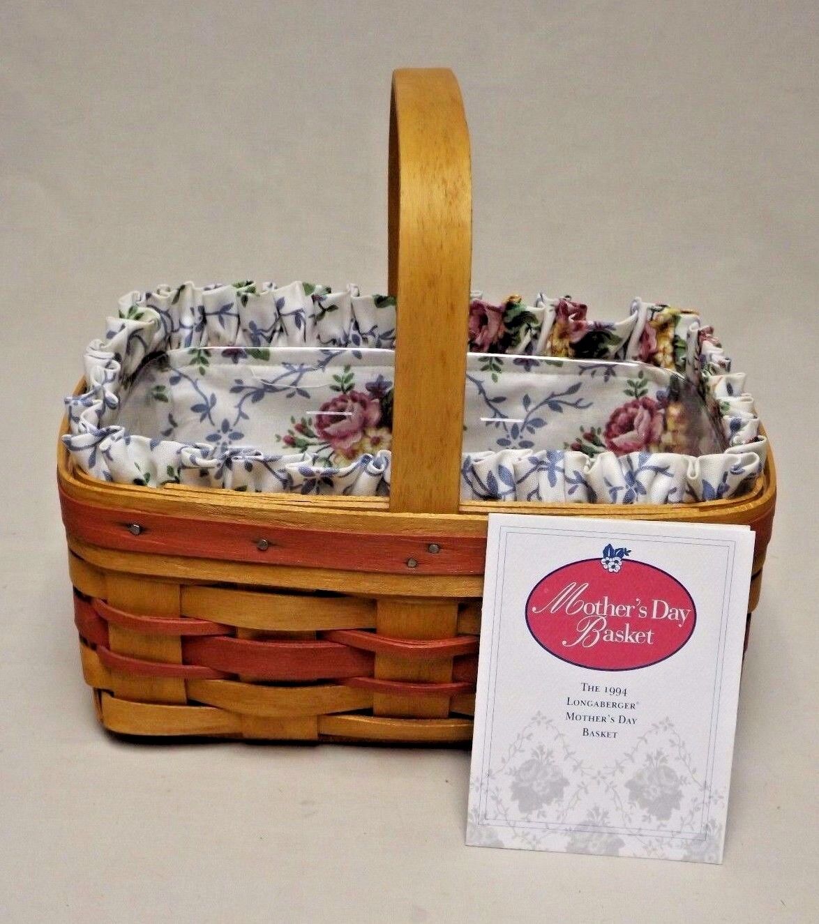 Longaberger 1994 Mother\'s Day Basket with Liner and Protector Take a Look