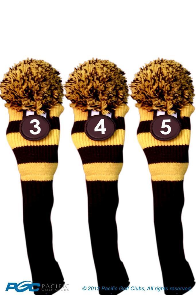 Black Gold Hybrid Golf Headcovers New 3 piece 3 4 5 Knit Rescue club Head cover