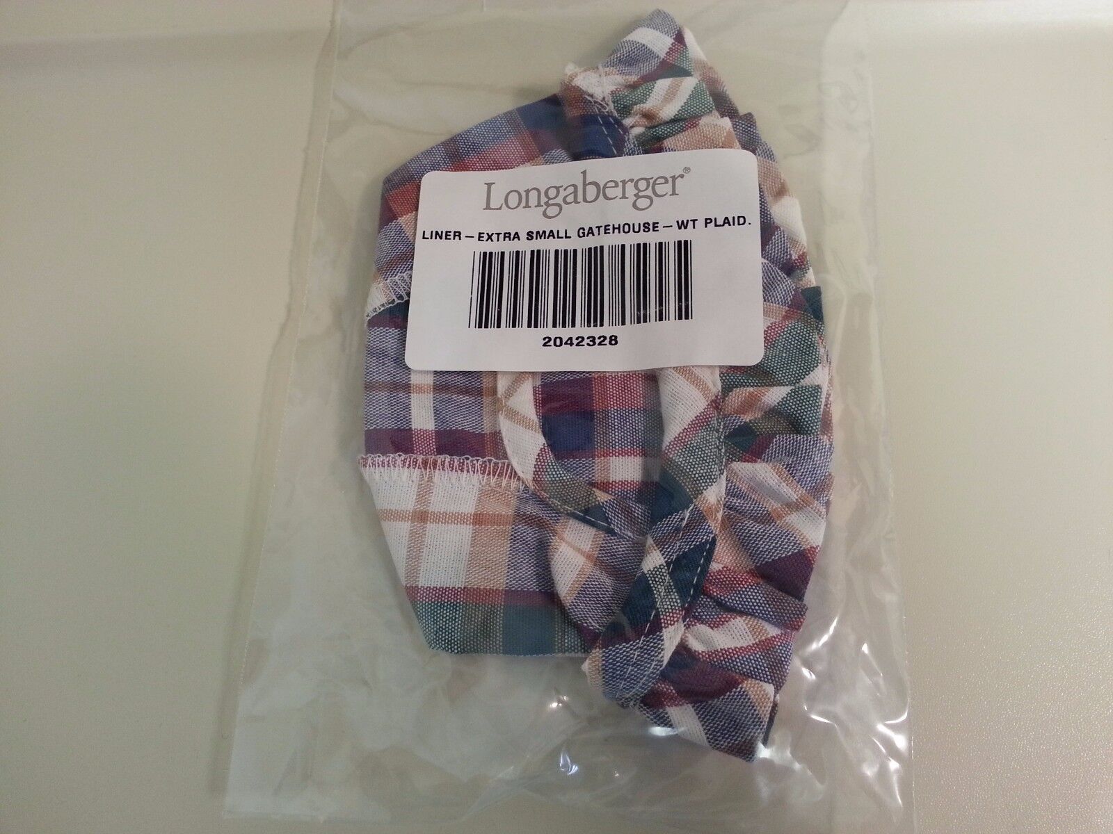 Longaberger Extra Small Gatehouse Basket Woven Traditions Plaid Fabric OE Liner 