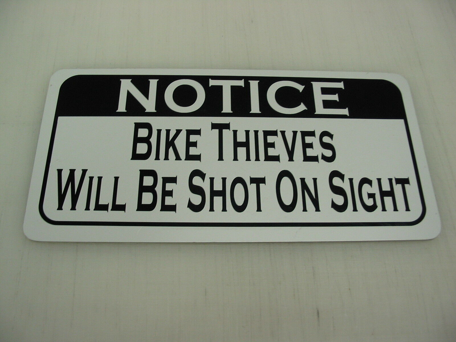 BIKE THIEVES WILL BE SHOT Sign 4 Texas Motorcycle Cycle Riding Club Shop Track 