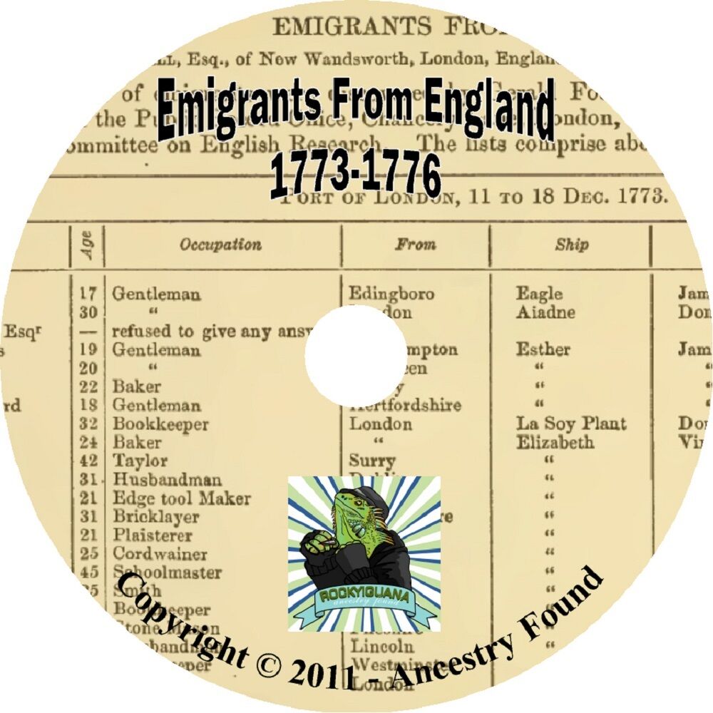 6000 names Immigrants ENGLAND history & genealogy on CD