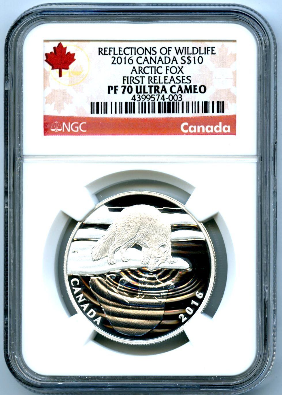 2016 $10 CANADA SILVER PROOF NGC PF70 UCAM ARCTIC FOX FIRST RELEASES