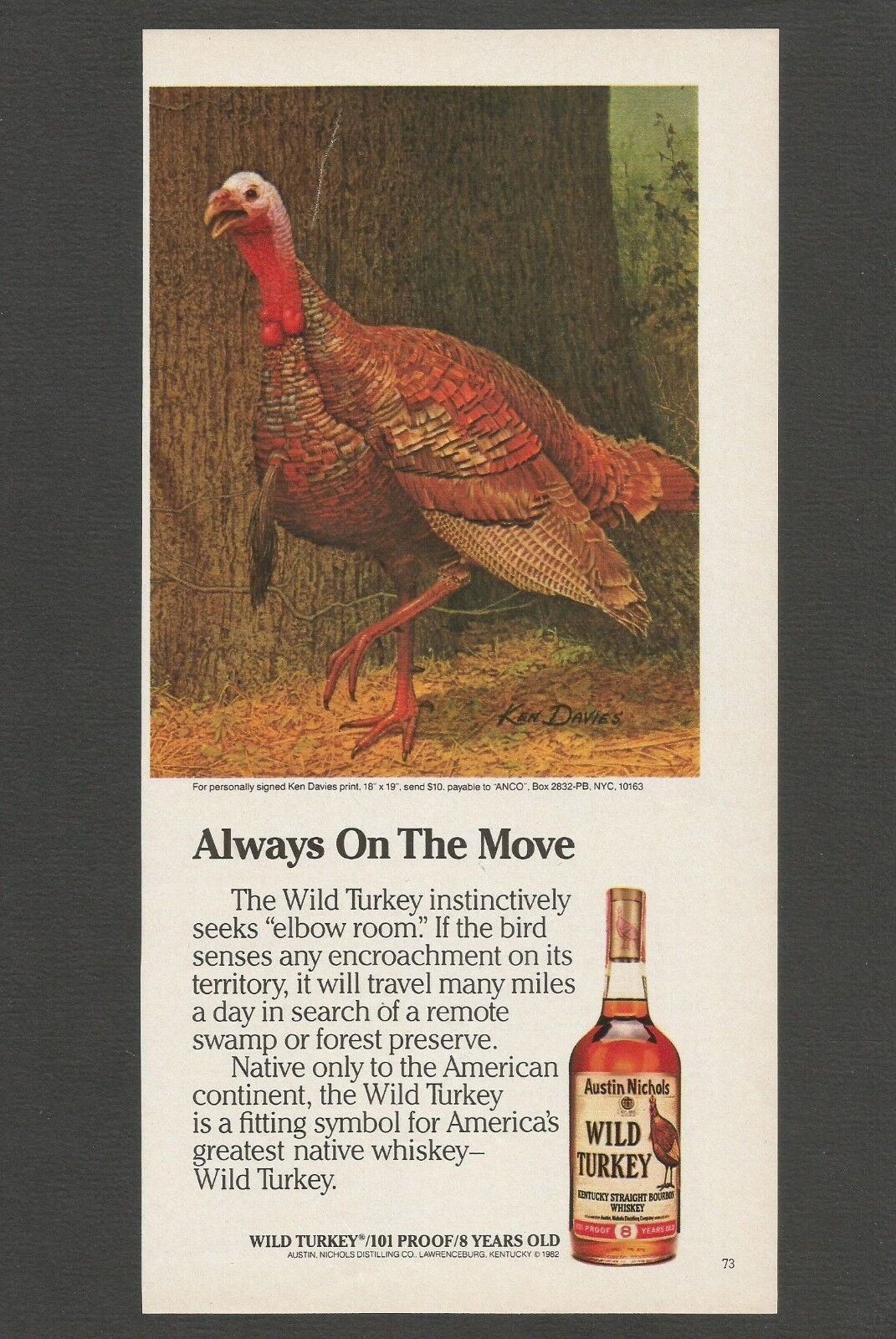 WILD TURKEY Kentucky Straight Bourbon Whiskey 8 Years Old -1984 Vintage Print Ad