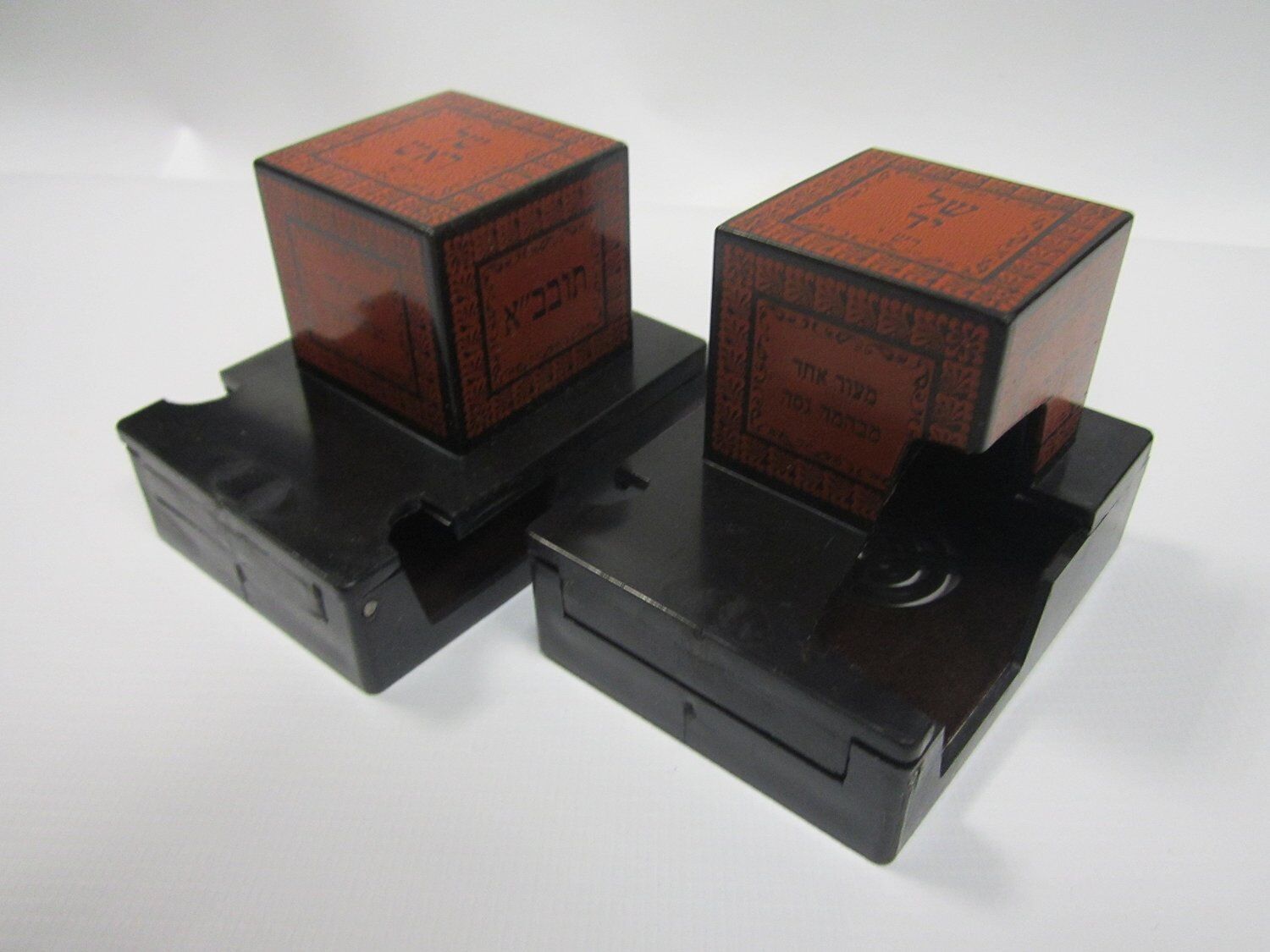 34 Millimeter Red Top Plastic Tefillin Boxes Set,for Right Handend, Rashi 