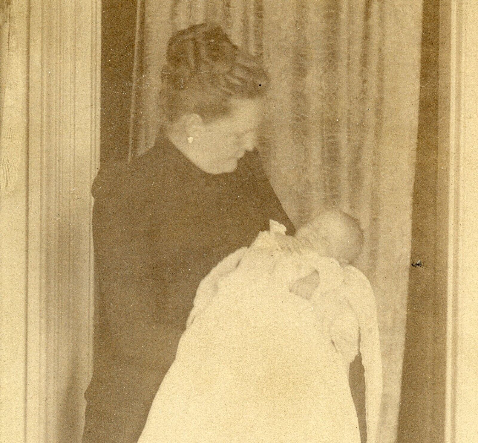 Woman with Child, Vintage Postmortem Post Mortem Mounted  Photo