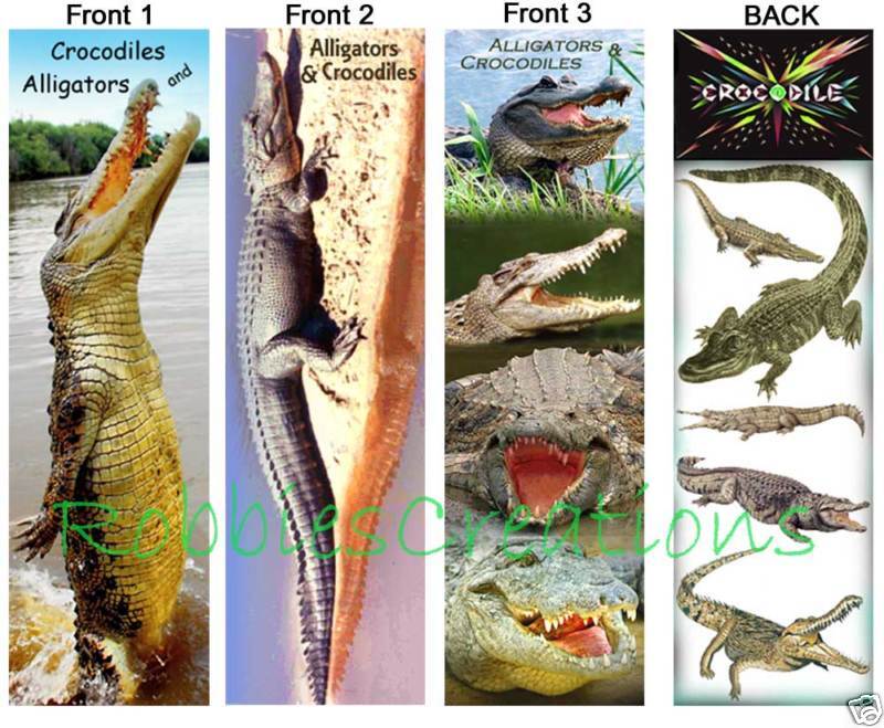 3 Lot-Alligators Crocodiles BOOKMARKS Animal Book Mark Card Reptiles Florida Art