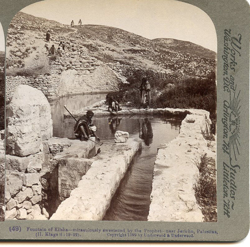 FOUNTAIN OF ELISHA WHOSE WATERS WERE SWEETENED BY PROPHET  STEREOVIEW 
