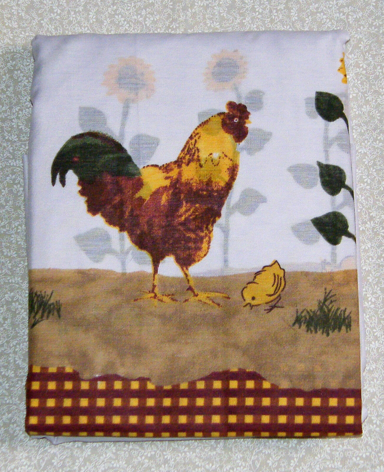 Country Red ROOSTERS Chicks SUNFLOWERS Tier & Swag Kitchen Window Curtains
