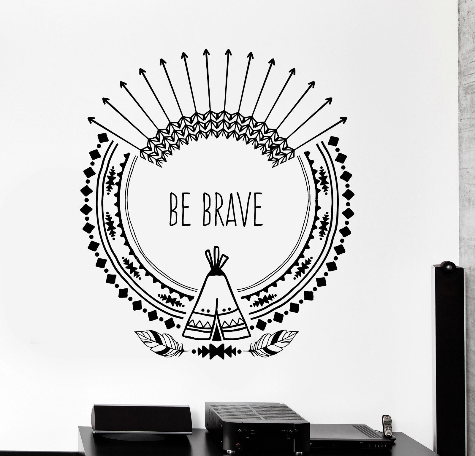 Vinyl Wall Decal Inspire Quote Arrows Ethnic Art Feathers Stickers (ig4236)