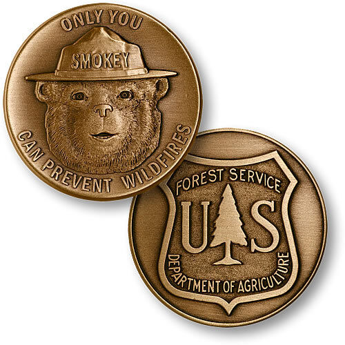 SMOKEY THE BEAR-USDA FOREST SERVICE-BRONZE COIN/MEDAL