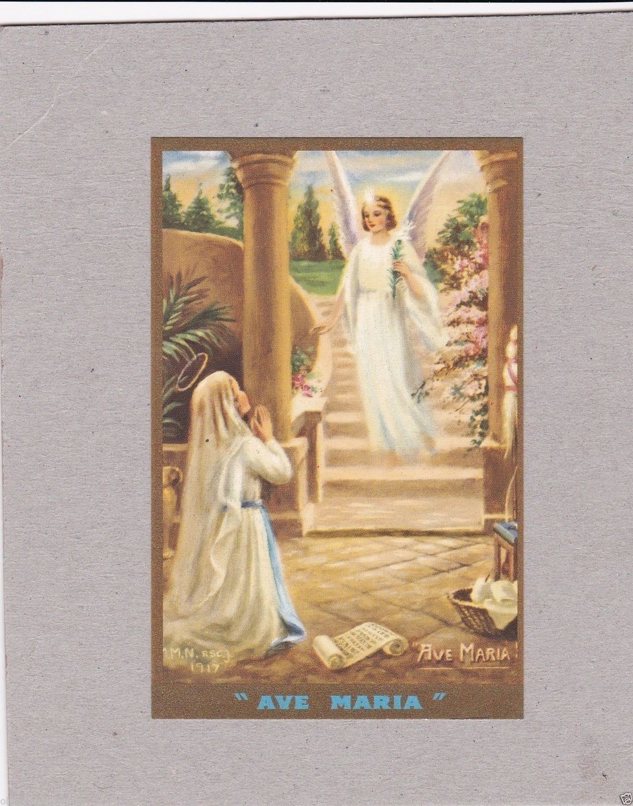 Vintage Catholic Holy Bible Prayer Card 1930s  Printed in Canada Gold Guild